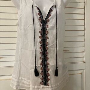 Sanctuary White embellished gauzy shirt